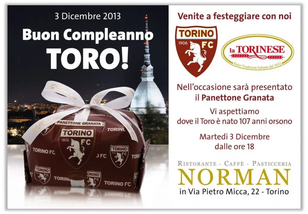 Compleanno Toro : 3 dicembre al Bar Norman