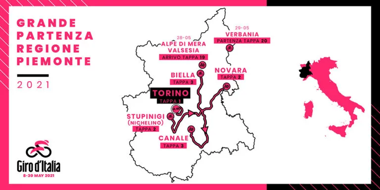 Il giro d’Italia 2021 parte da Torino