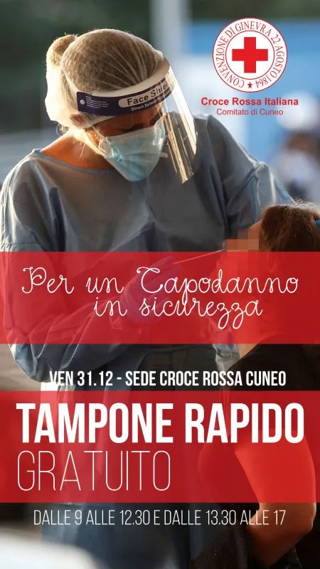 Tamponi rapidi gratis a capodanno: iniziativa della Croce Rossa di Cuneo