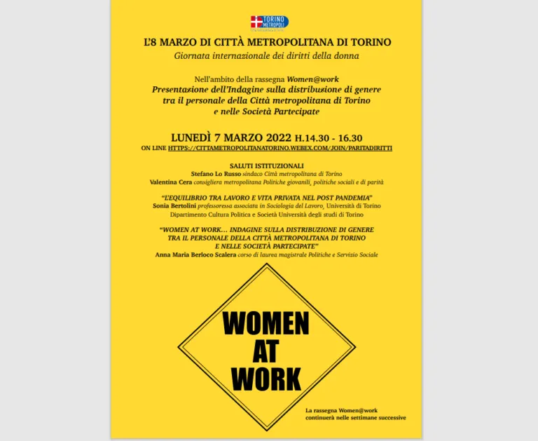 La Città Metropolitana di Torino presenta ‘Women at work’ per la Giornata Internazionale della Donna