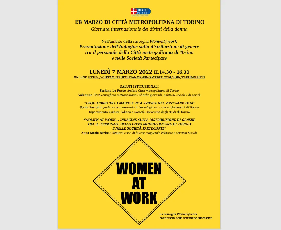 La Città Metropolitana di Torino presenta ‘Women at work’ per la Giornata Internazionale della Donna