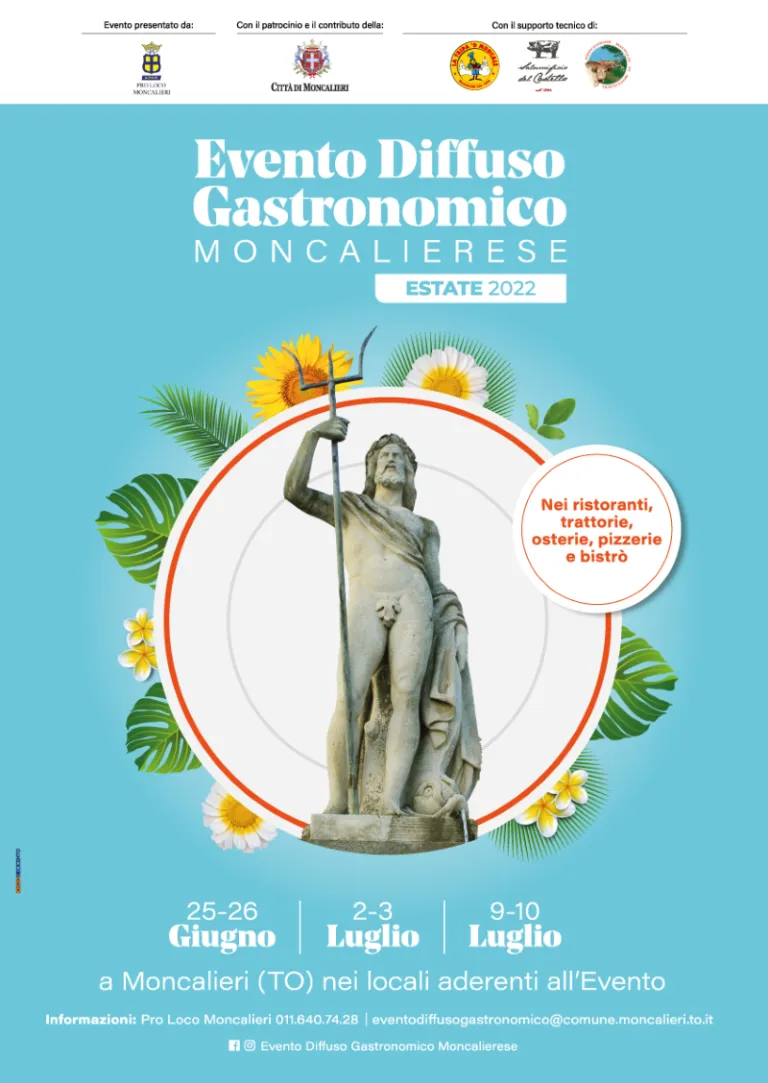 Estate 2022, a Moncalieri parte l’Evento Diffuso Gastronomico