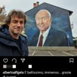 Alberto Angela a Nichelino per ammirare il murales dedicato al padre Piero